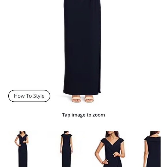 Ralph Lauren Portrait Collar Cap Sleeve Crepe Sheath Gown in black - Picture 10 of 10